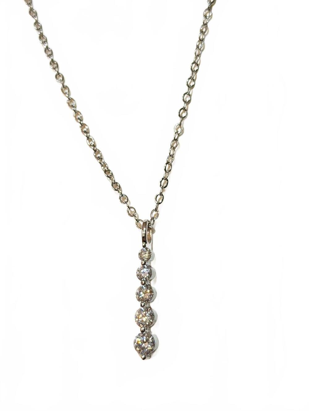 Moissanite authentic silver tone necklace 16”-18” New N7